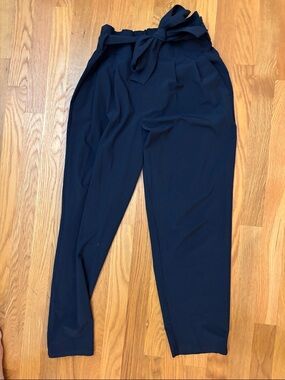 Athleta Navy Paperbag Waist Tie Trousers